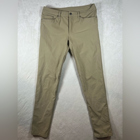 Lululemon 32W 32L Classic ABC Stretch Performance Chino Pants Beige Tan EUC - Picture 2 of 11